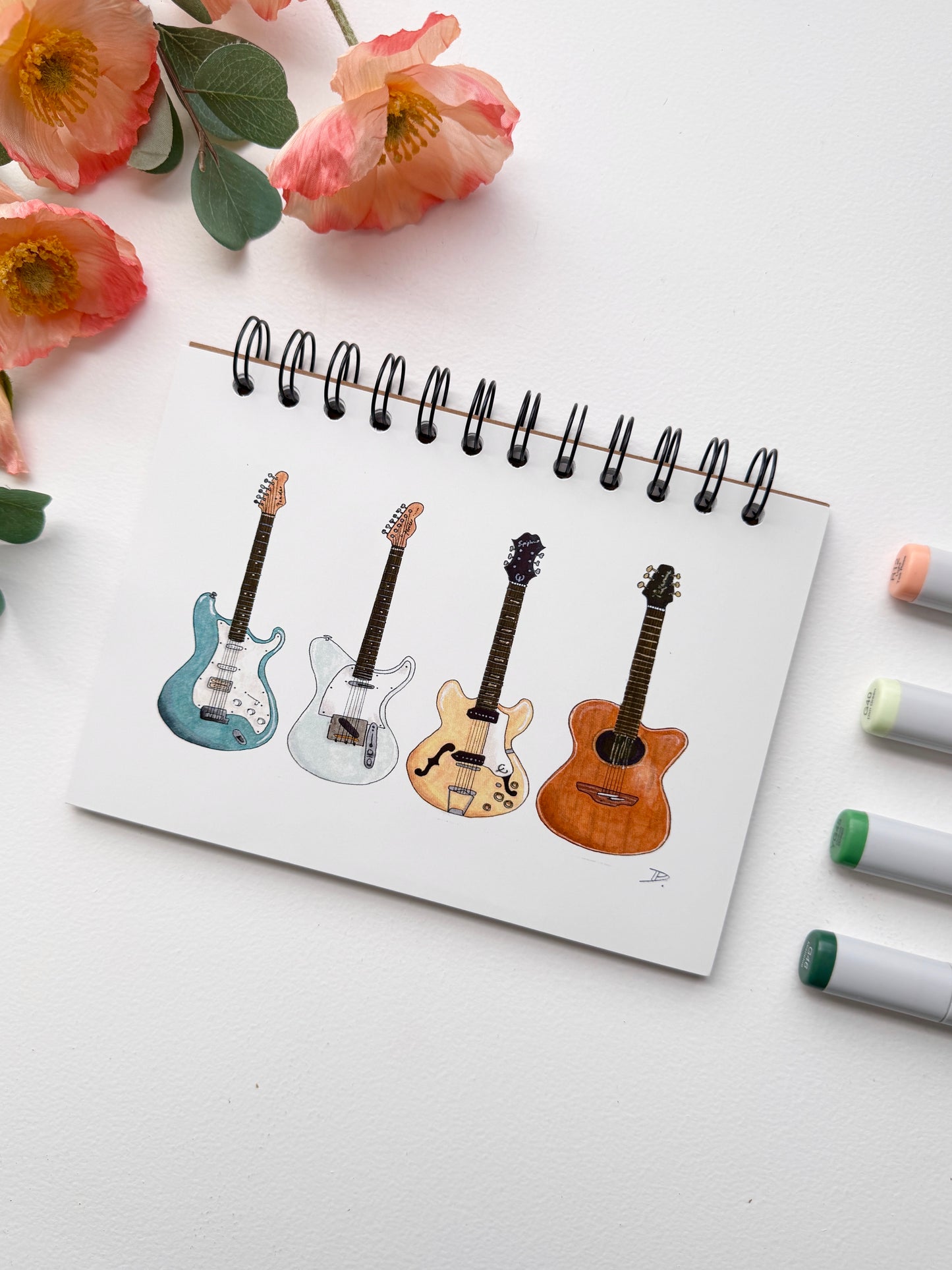 Hand-Illustrated Guitars Notebook/Sketchbook