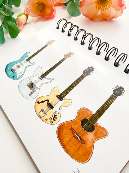 Hand-Illustrated Guitars Notebook/Sketchbook