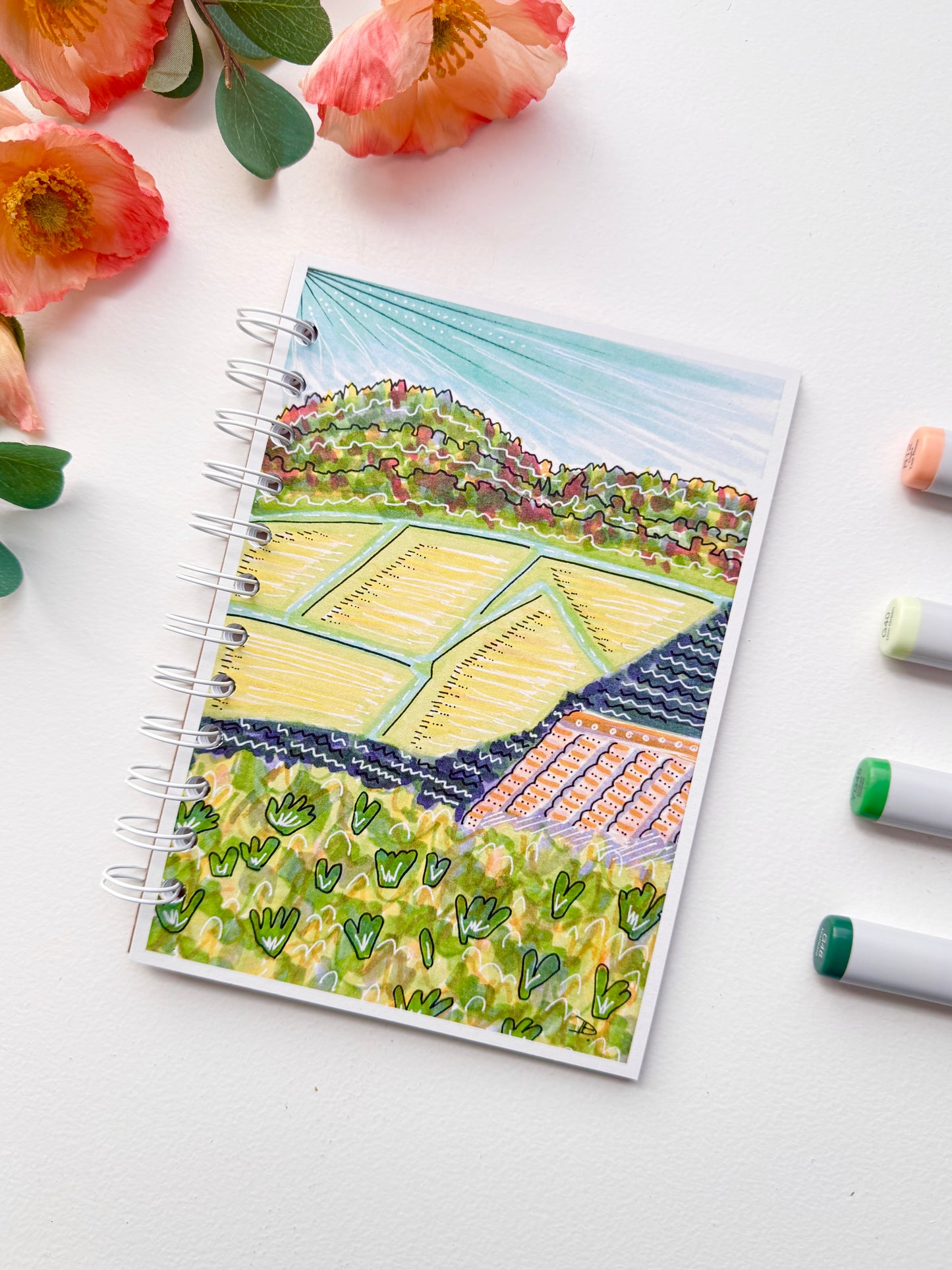 Douro Valley Abstract Hand-Illustrated + Handmade Notebook/Sketchbook