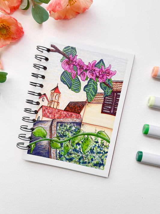 Omis, Croatia Abstract Hand-Illustrated + Handmade Notebook/Sketchbook