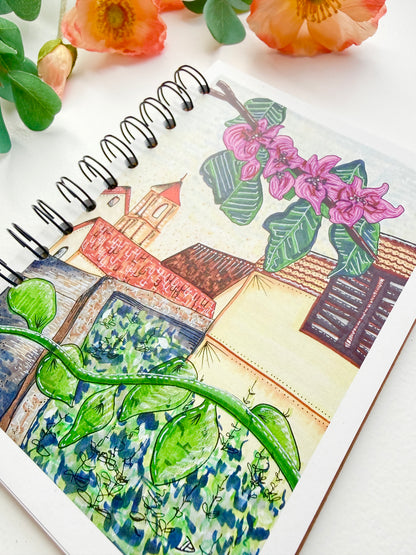 Omis, Croatia Abstract Hand-Illustrated + Handmade Notebook/Sketchbook