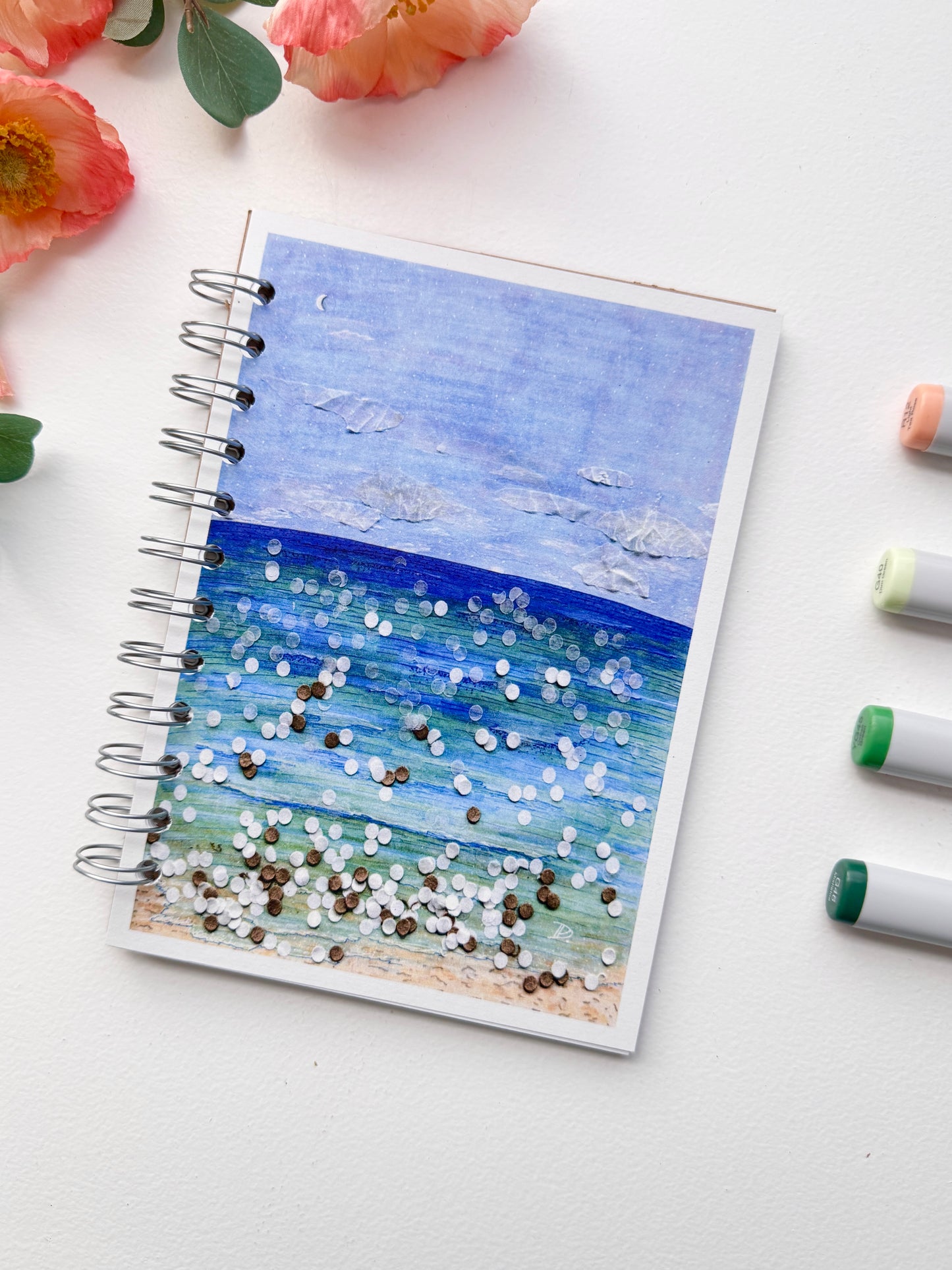 Abstract Collaged Ocean Hand-Illustrated + Handmade Notebook/Sketchbook