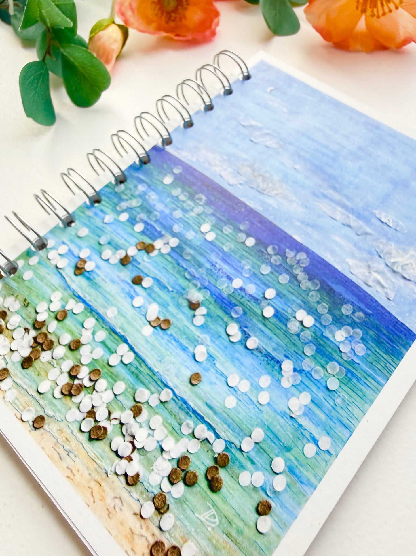 Abstract Collaged Ocean Hand-Illustrated + Handmade Notebook/Sketchbook