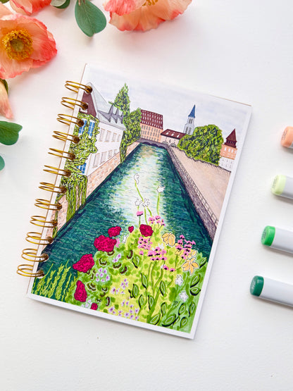Strasbourg, France Abstract Hand-Illustrated + Handmade Notebook/Sketchbook