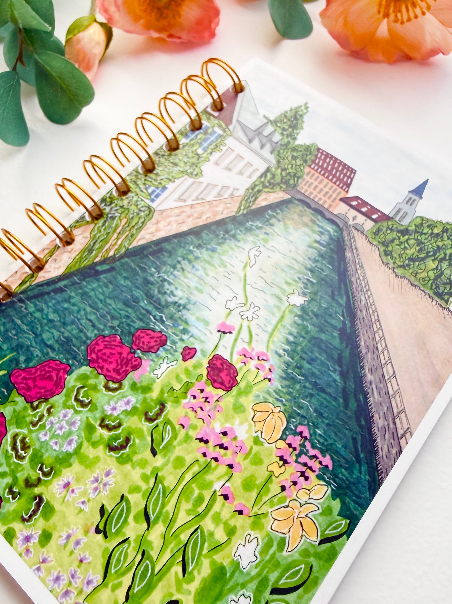 Strasbourg, France Abstract Hand-Illustrated + Handmade Notebook/Sketchbook