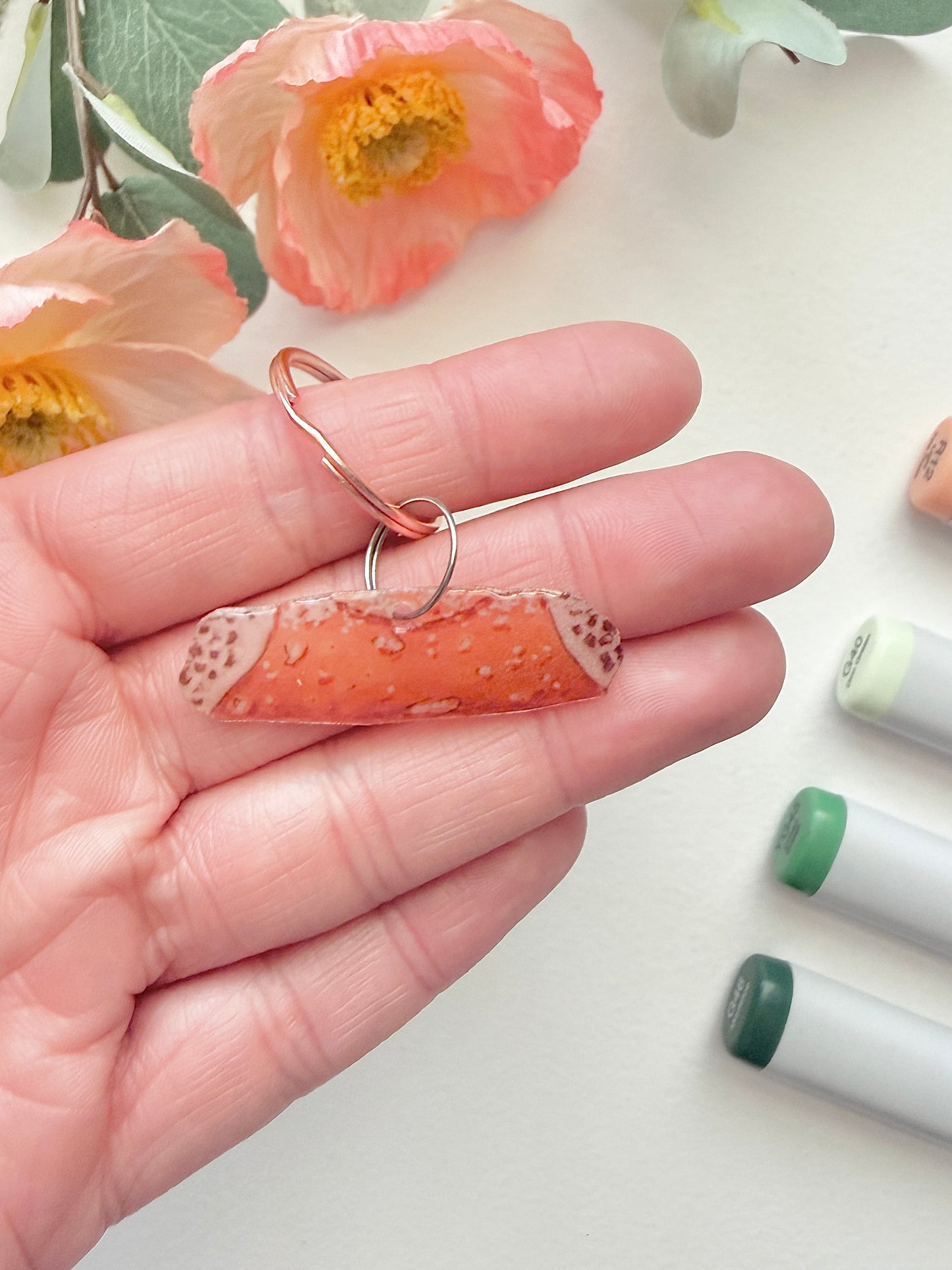Hand-Illustrated Cannoli | Handmade Acrylic + Resin Keychain/Bag Charm