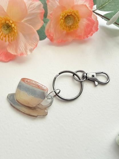 Hand-Illustrated Latte | Handmade Acrylic + Resin Keychain/Bag Charm
