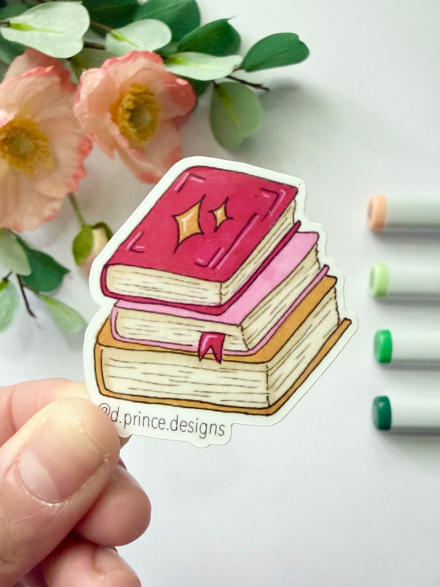 Hand-Illustrated Stack of Books | 2" Vinyl Sticker