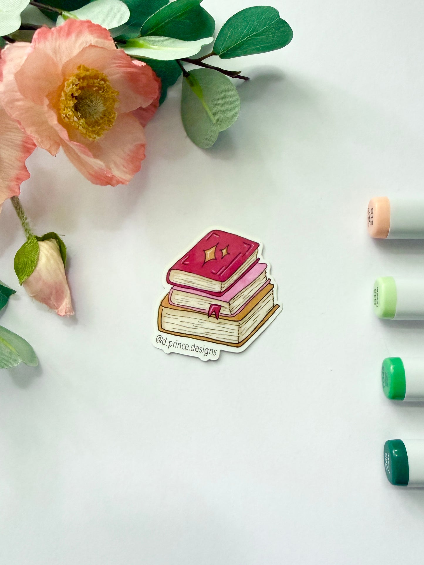 Hand-Illustrated Stack of Books | 2" Vinyl Sticker