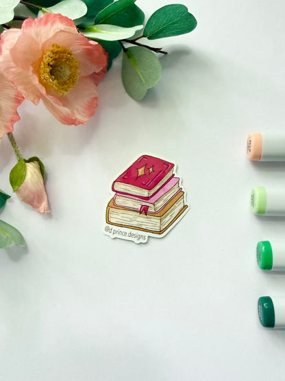 Hand-Illustrated Stack of Books | 2" Vinyl Sticker