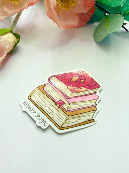 Hand-Illustrated Stack of Books | 2" Vinyl Sticker