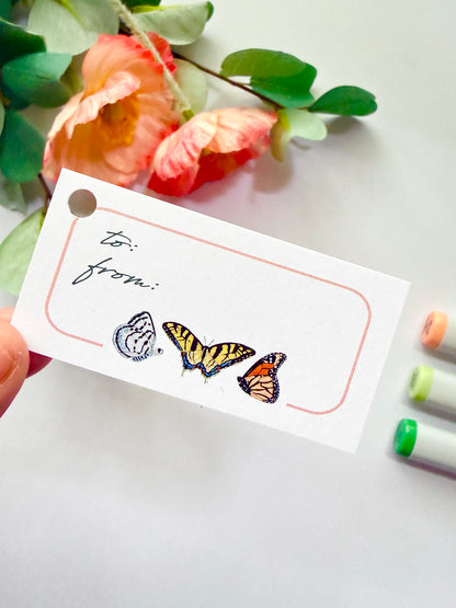 Hand-Illustrated Butterflies Gift Tags | Set of 8