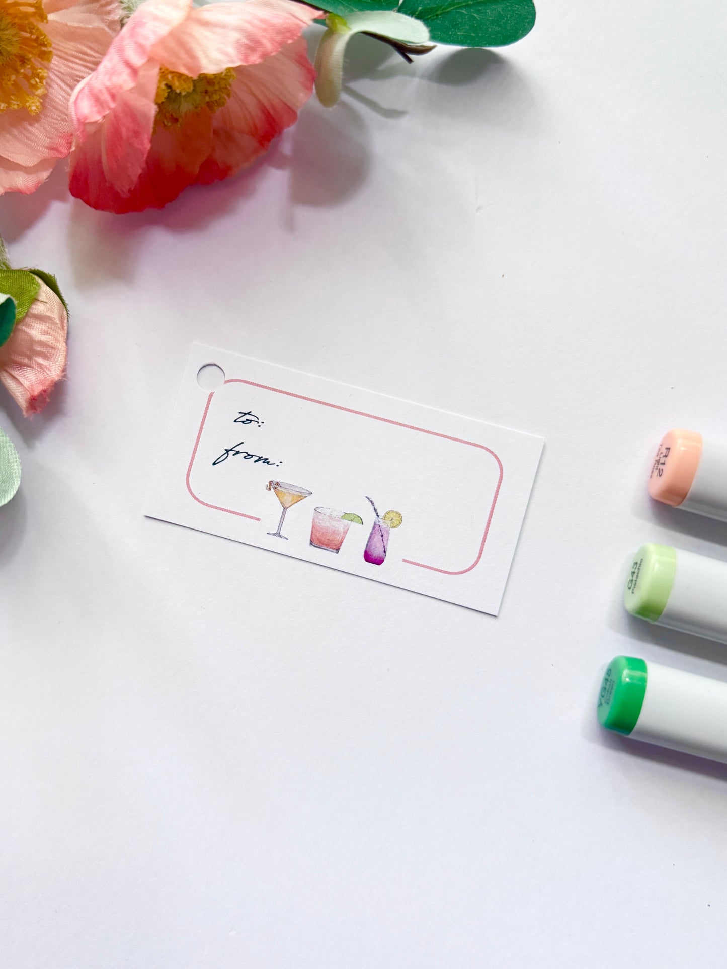 Hand-Illustrated Cocktails Gift Tags | Set of 8