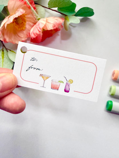 Hand-Illustrated Cocktails Gift Tags | Set of 8