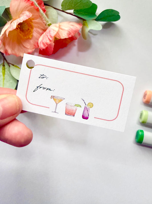 Hand-Illustrated Cocktails Gift Tags | Set of 8