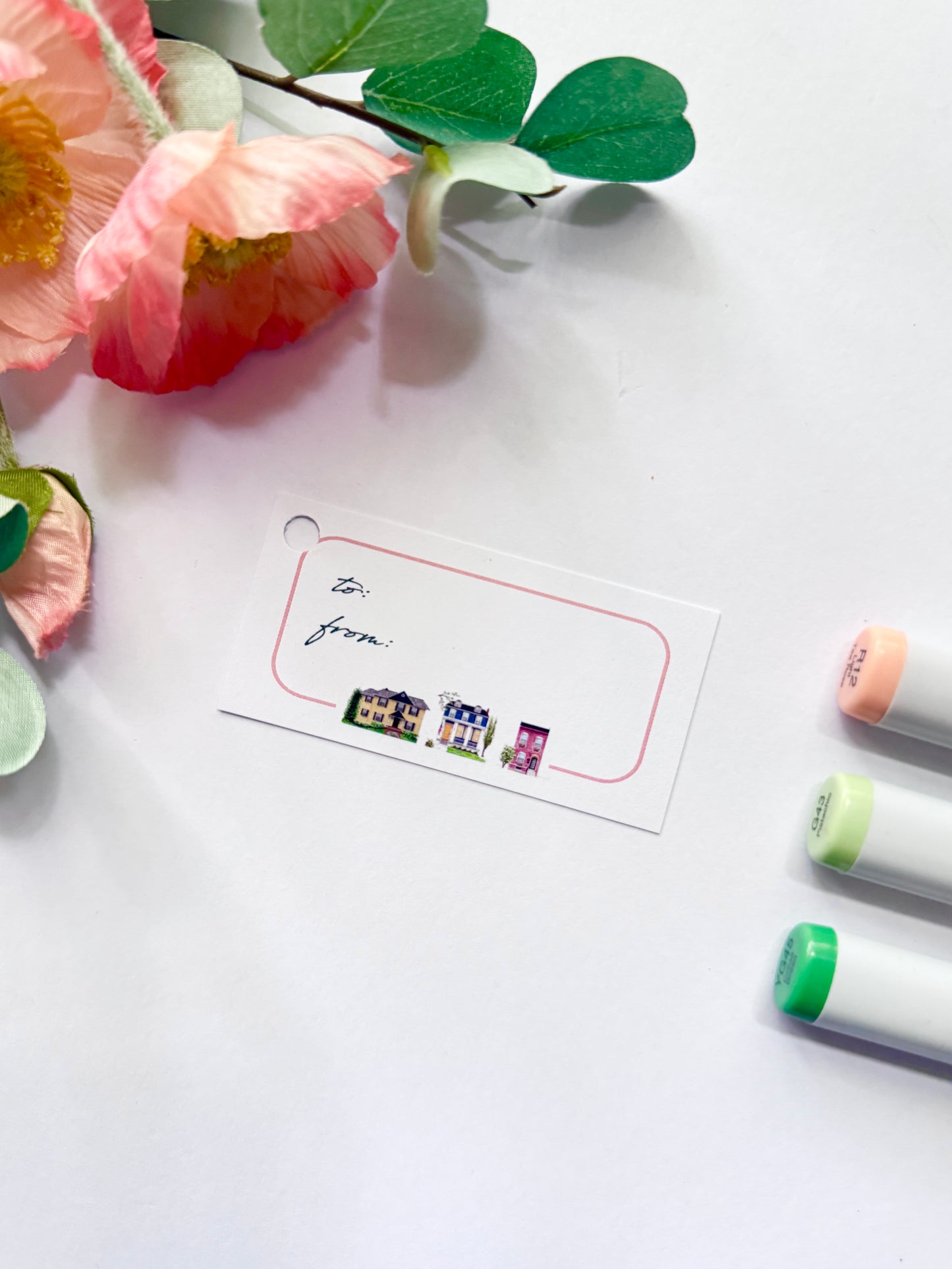 Hand-Illustrated Houses Gift Tags | Set of 8