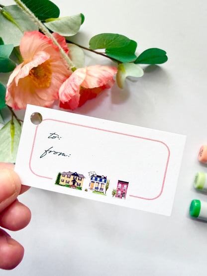 Hand-Illustrated Houses Gift Tags | Set of 8