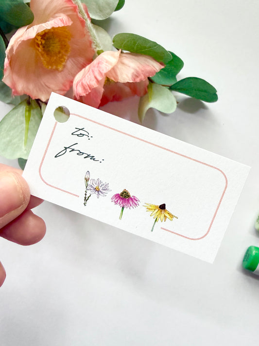Hand-Illustrated Wildflowers Gift Tags | Set of 8