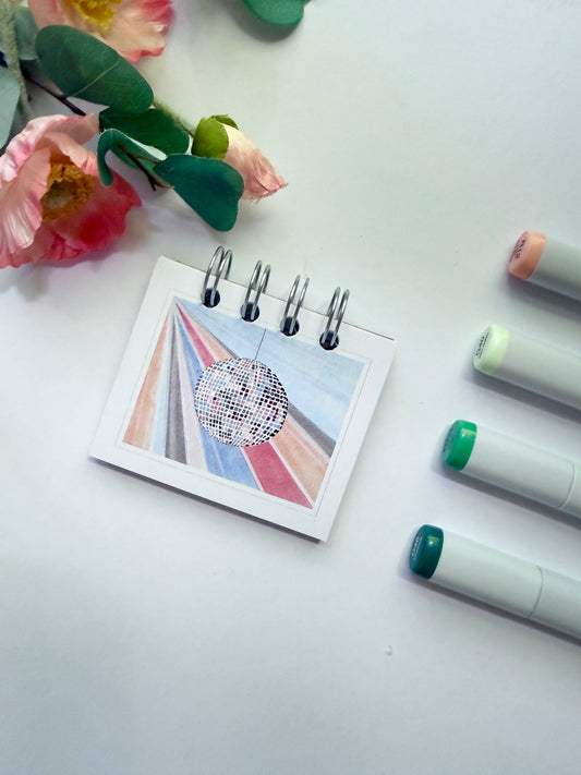 Hand-Illustrated + Handmade Mini Notebook/Sketchbook | Disco