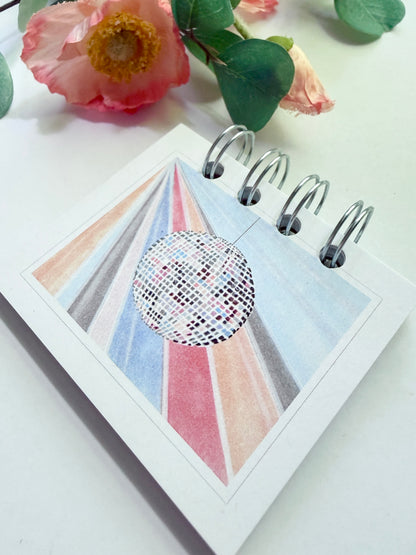 Hand-Illustrated + Handmade Mini Notebook/Sketchbook | Disco