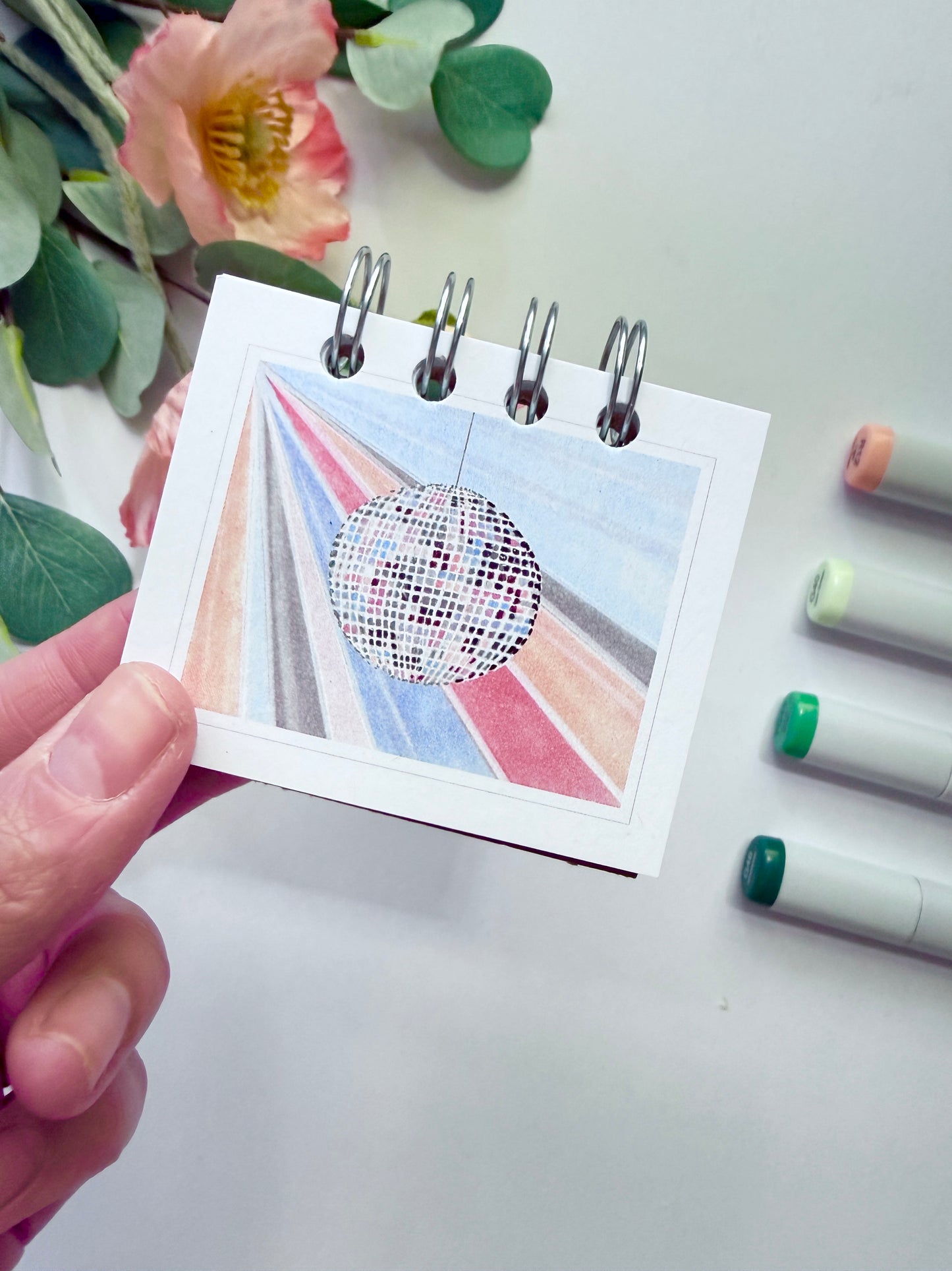 Hand-Illustrated + Handmade Mini Notebook/Sketchbook | Disco