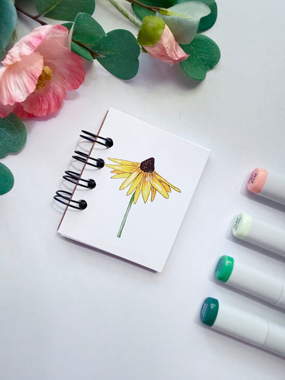 Handmade Mini Notebook/Sketchbook | Black Eyed Susan Flower