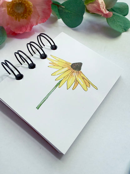 Handmade Mini Notebook/Sketchbook | Black Eyed Susan Flower