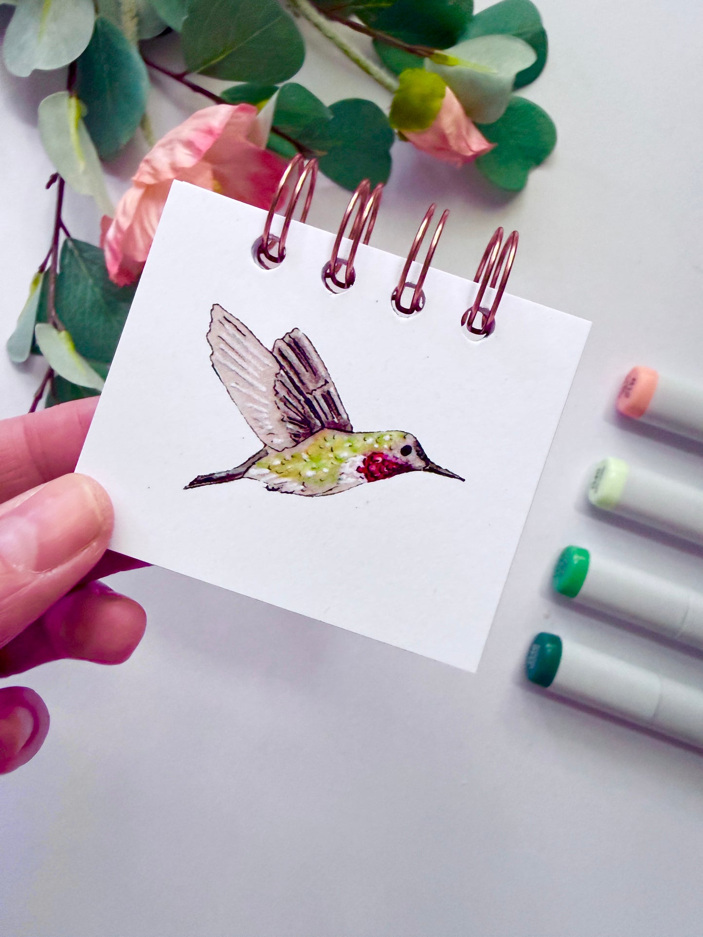 Handmade Mini Notebook/Sketchbook | Hummingbird