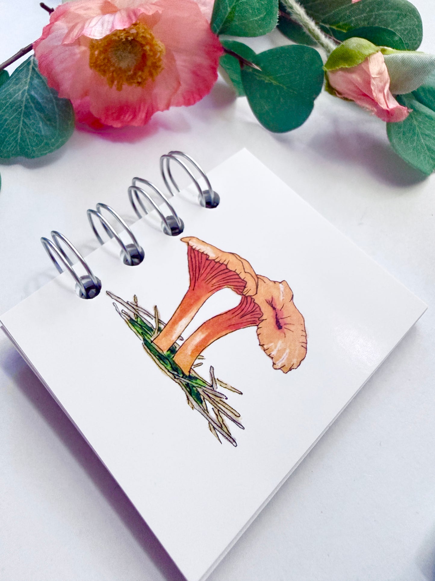 Hand-Illustrated + Handmade Mini Notebook/Sketchbook | Chanterelle Mushroom