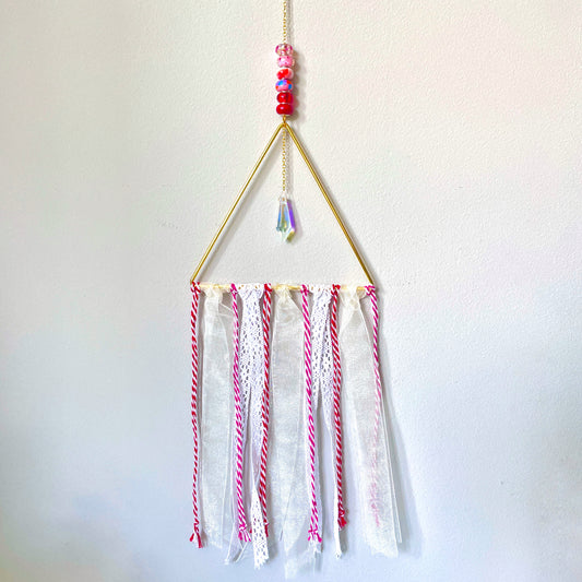 Decorative Pink + Red Triangle Suncatcher