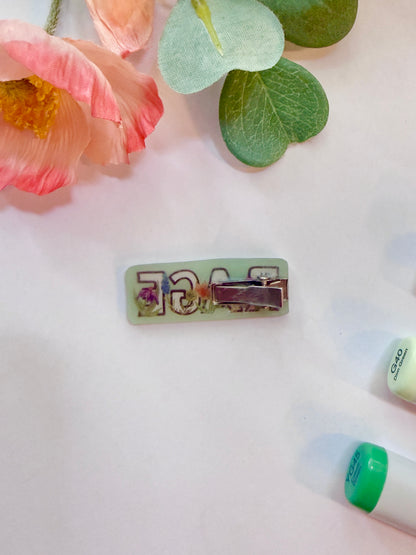 Hand-Illustrated + Handmade Floral RAGE Resin Hair Clip