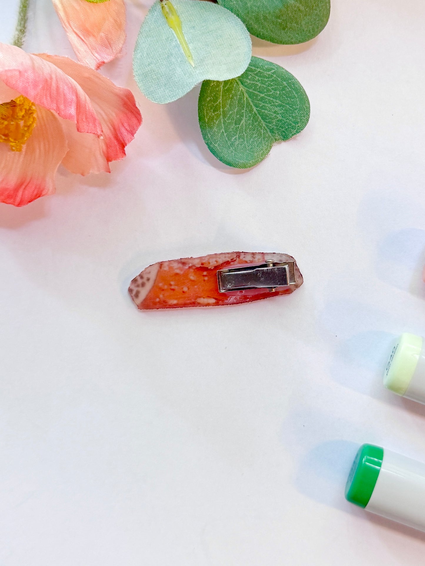 Hand-Illustrated + Handmade Cannoli Resin Hair Clip