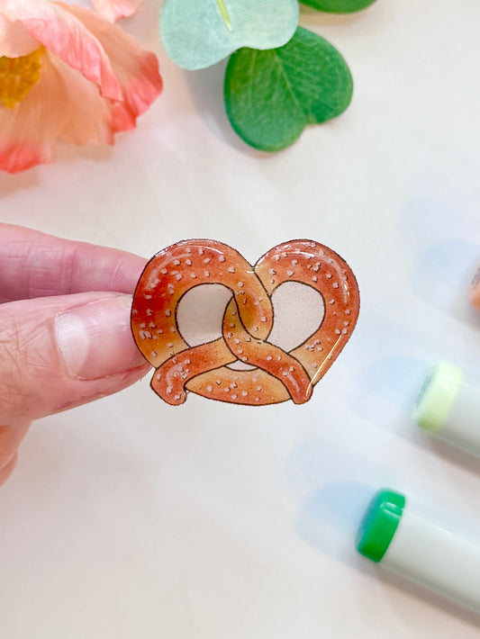 Hand-Illustrated + Handmade Pretzel Resin Hair Clip