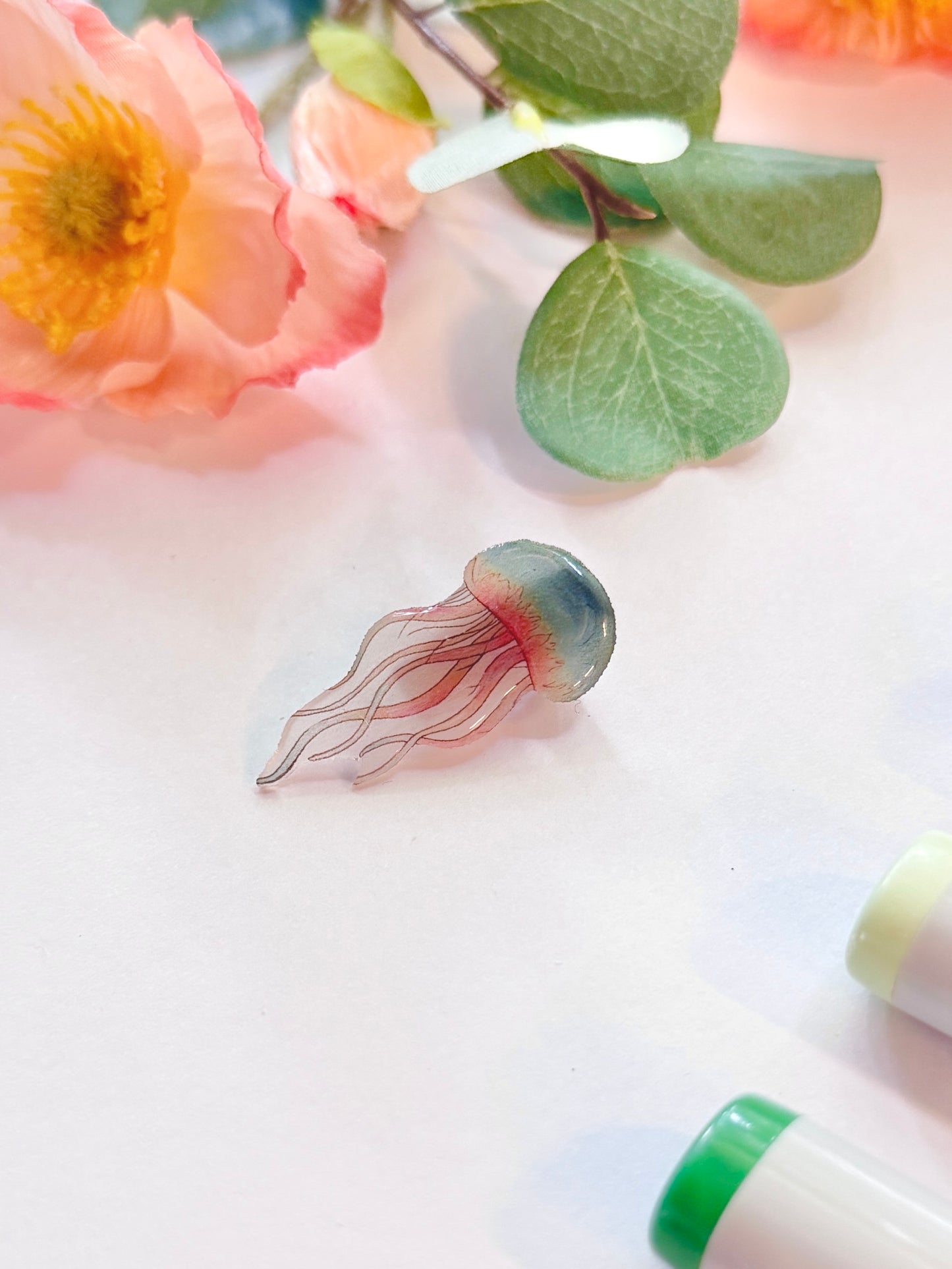 Hand-Illustrated + Handmade Jellyfish Resin Hair Clip