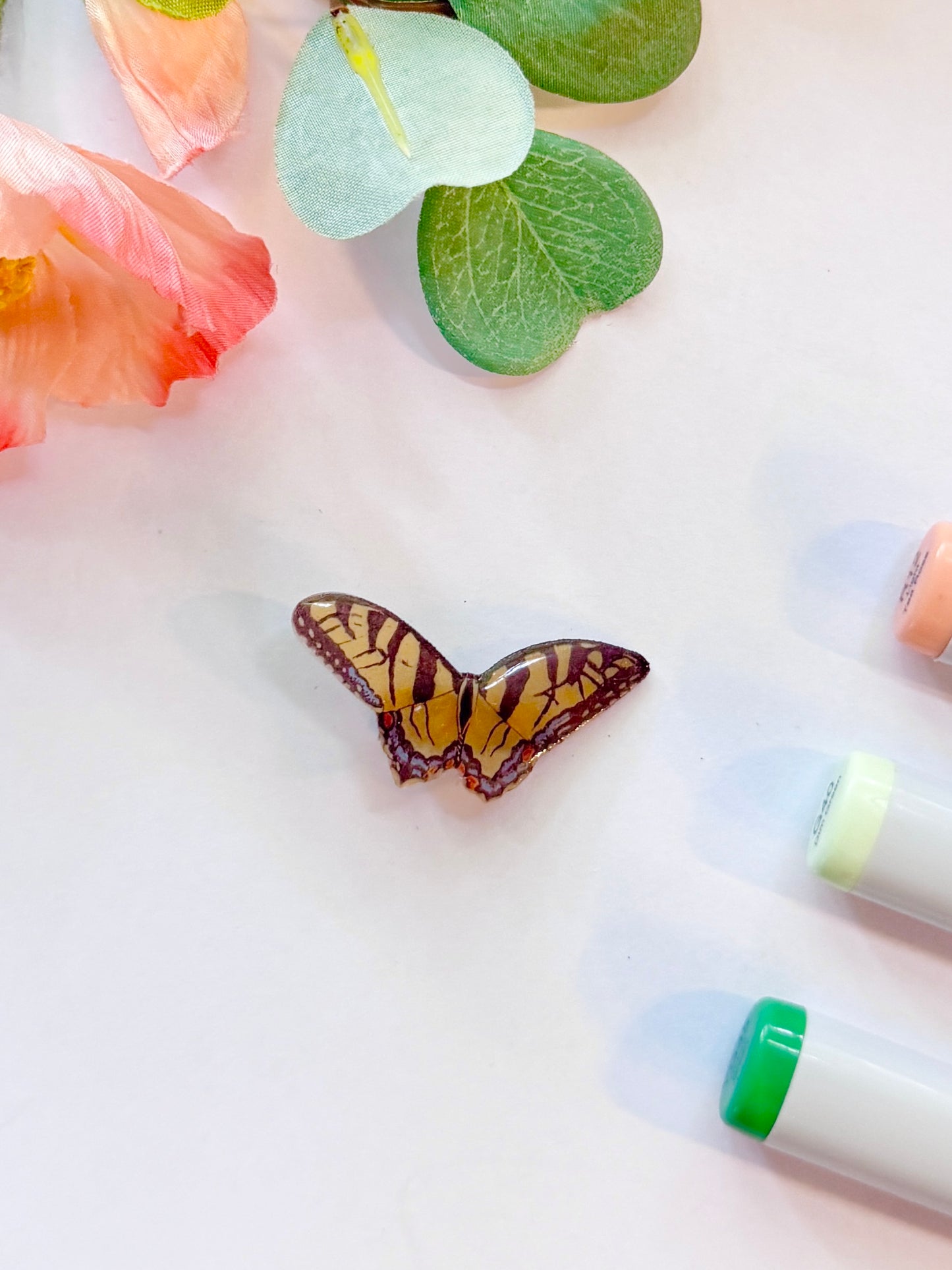 Hand-Illustrated + Handmade Eastern Tiger Swallowtail Butterfly Resin Hair Clip
