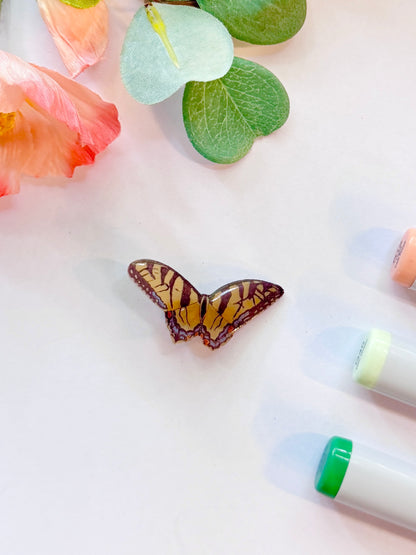 Hand-Illustrated + Handmade Eastern Tiger Swallowtail Butterfly Resin Hair Clip