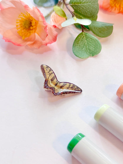 Hand-Illustrated + Handmade Eastern Tiger Swallowtail Butterfly Resin Hair Clip