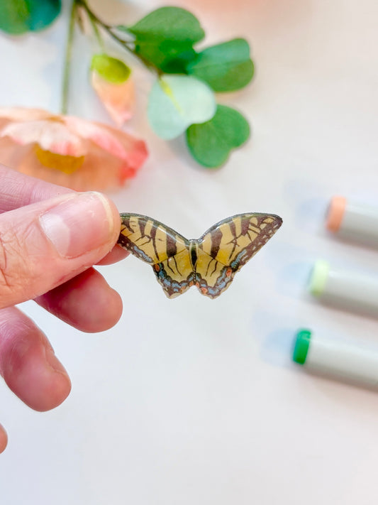 Hand-Illustrated + Handmade Eastern Tiger Swallowtail Butterfly Resin Hair Clip