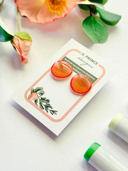 Handmade Acrylic + Resin Stud Earrings | Orange Slices