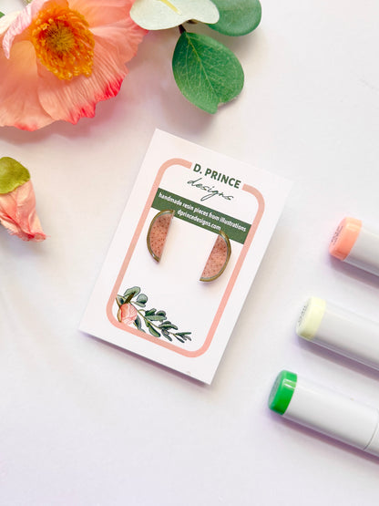 Handmade Acrylic + Resin Stud Earrings | Watermelon Slices
