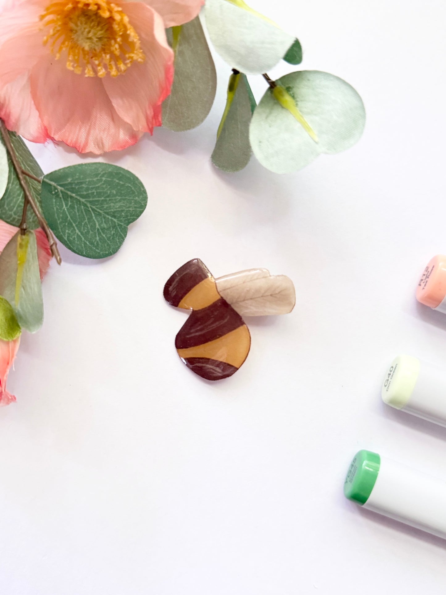 Hand-Illustrated + Handmade Bumblebee Resin Hair Clip