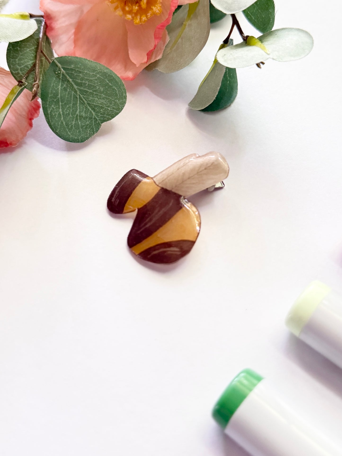 Hand-Illustrated + Handmade Bumblebee Resin Hair Clip