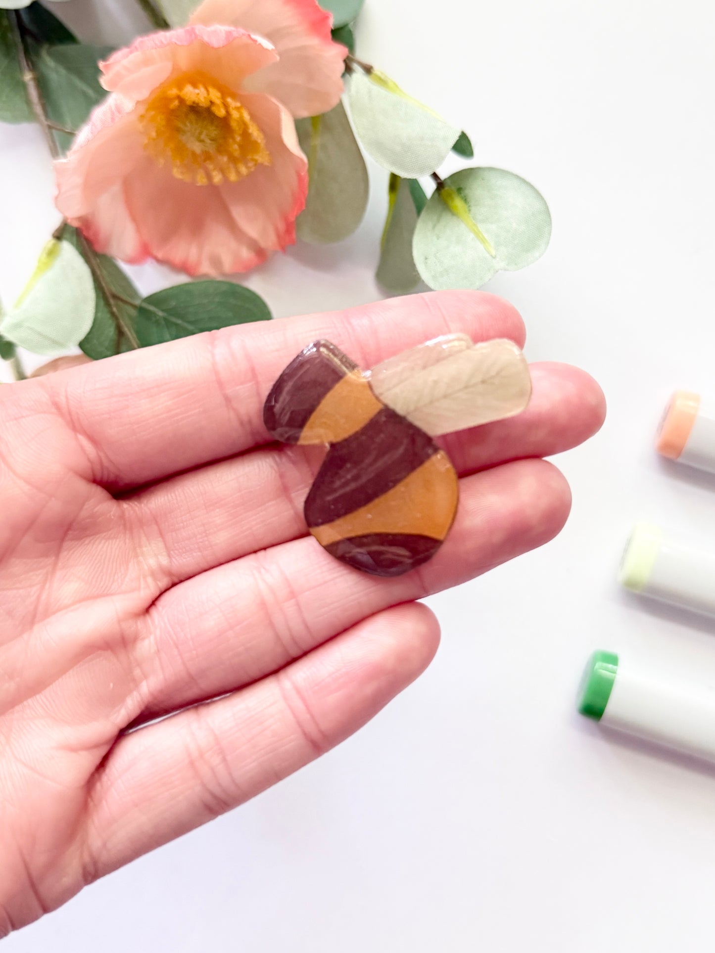 Hand-Illustrated + Handmade Bumblebee Resin Hair Clip