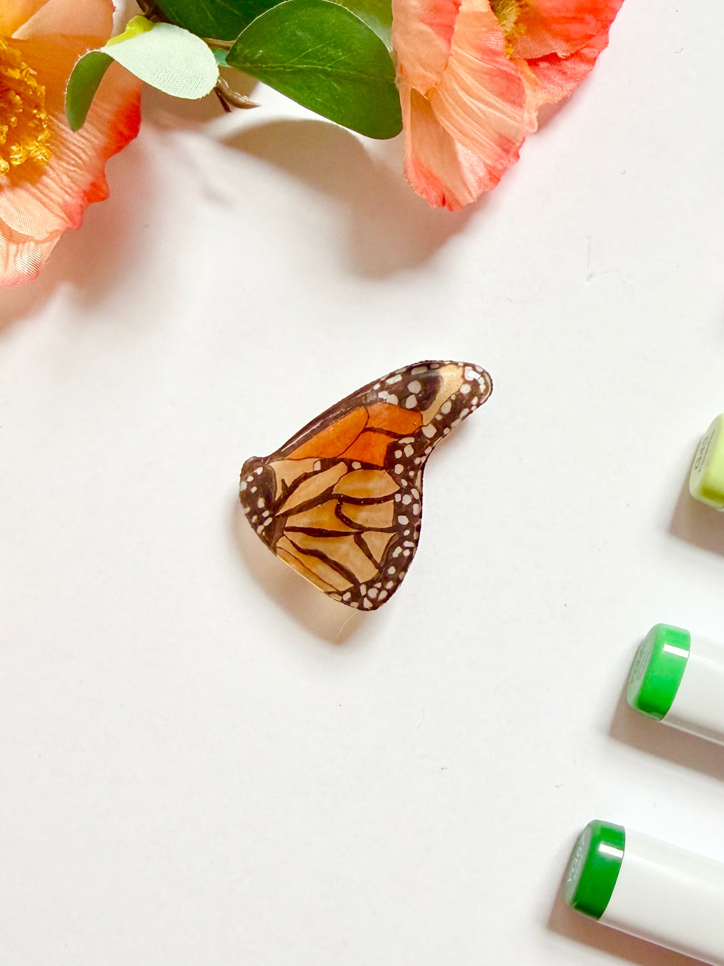 Hand-Illustrated + Handmade Monarch Butterfly Resin Hair Clip
