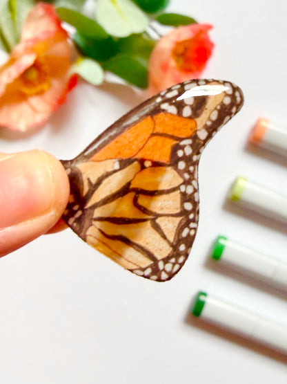 Hand-Illustrated + Handmade Monarch Butterfly Resin Hair Clip