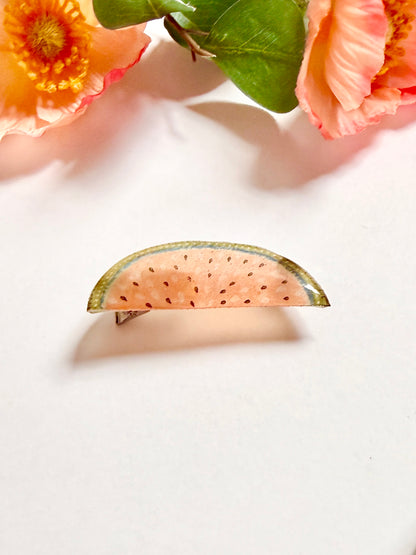 Hand-Illustrated + Handmade Watermelon Resin Hair Clip