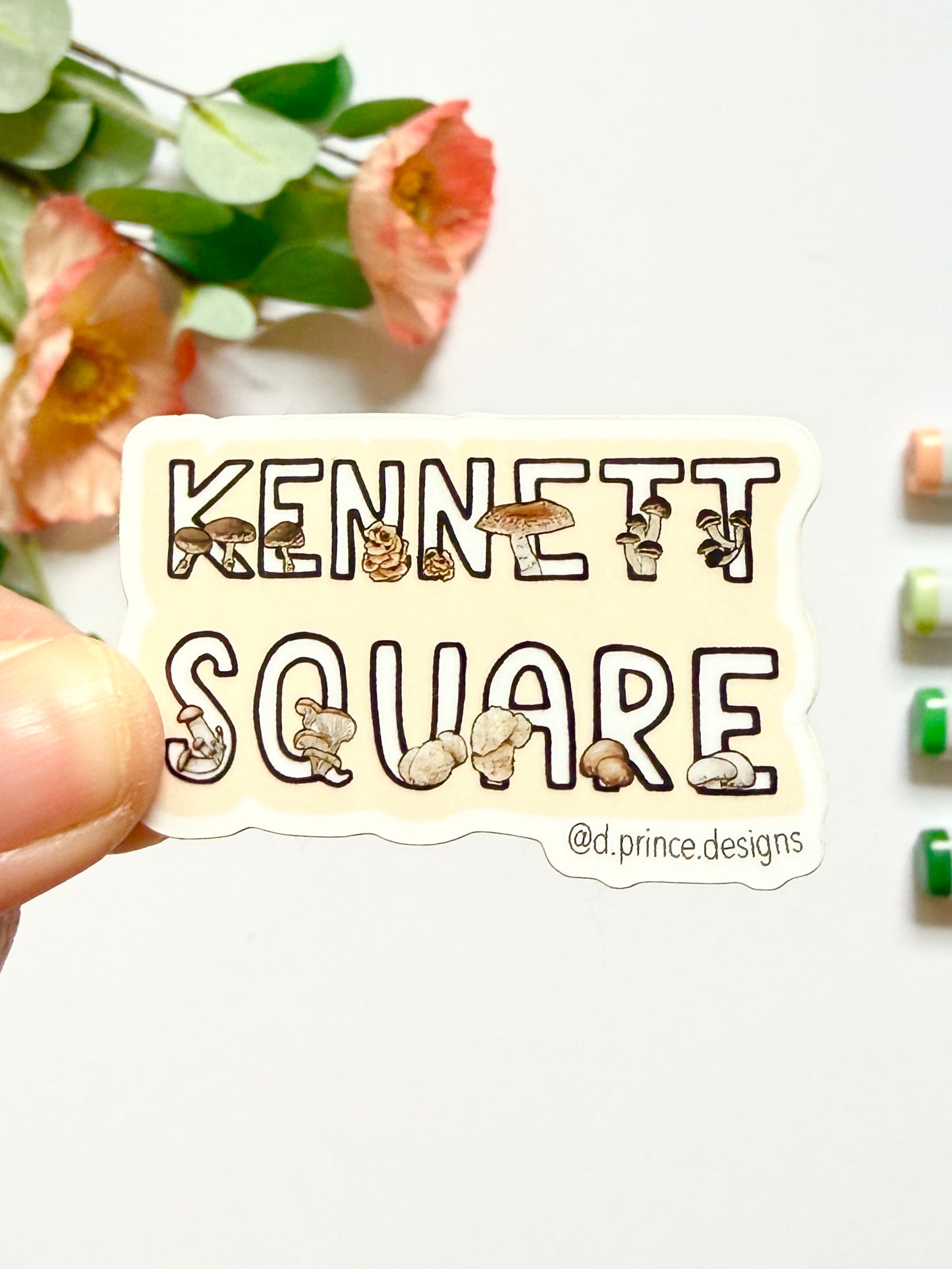 Hand-Illustrated Kennett Square Mushrooms | 2" Vinyl Sticker