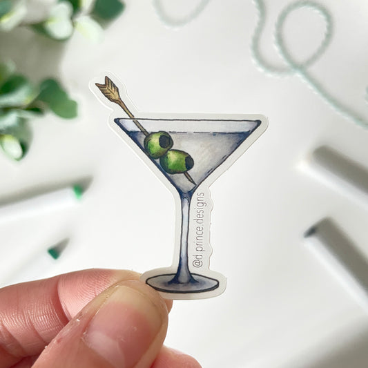 Hand-Illustrated Dirty Martini Cocktail | 2" Vinyl Sticker