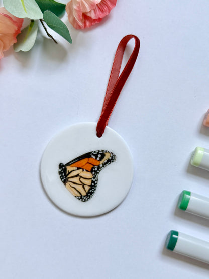 Monarch | White Ceramic Ornament with Brown Velvet Tassel