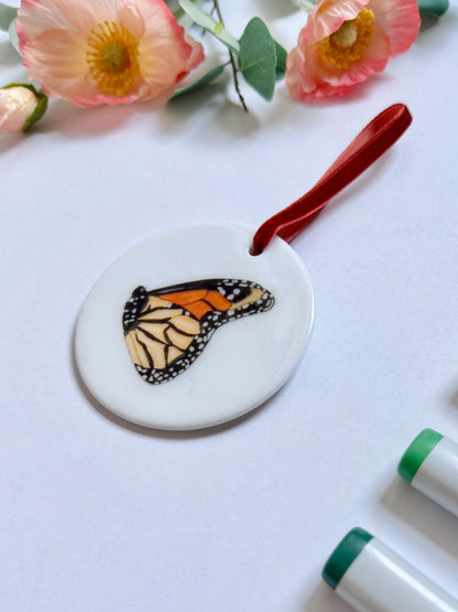 Monarch | White Ceramic Ornament with Brown Velvet Tassel